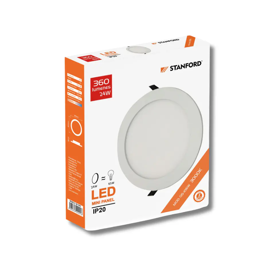 Panel LED Redondo Embutido 24W 3000K 3