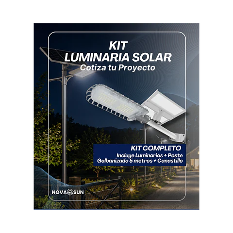 Kit 4 Luminarias Solares Austral 400W — 2.200 lm + Postes de 5 m