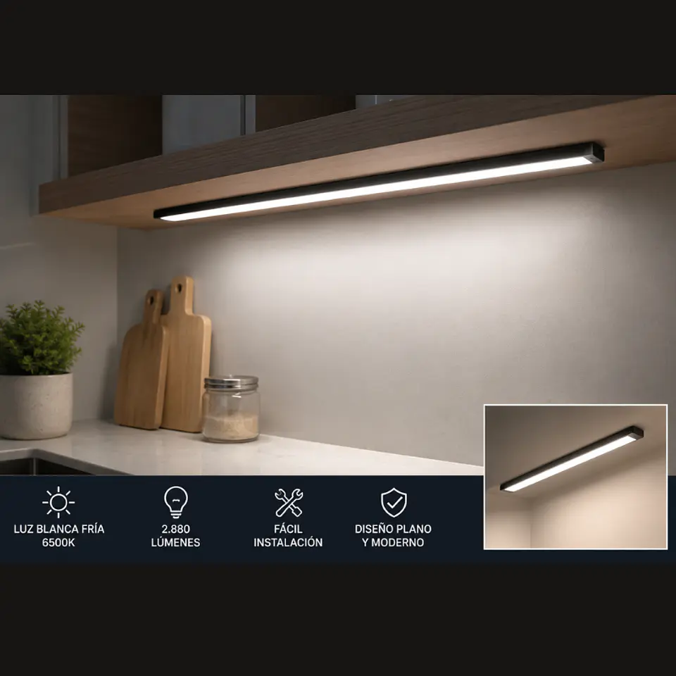 Listón LED Plano Negro 36W – 2.880 Lúmenes 2