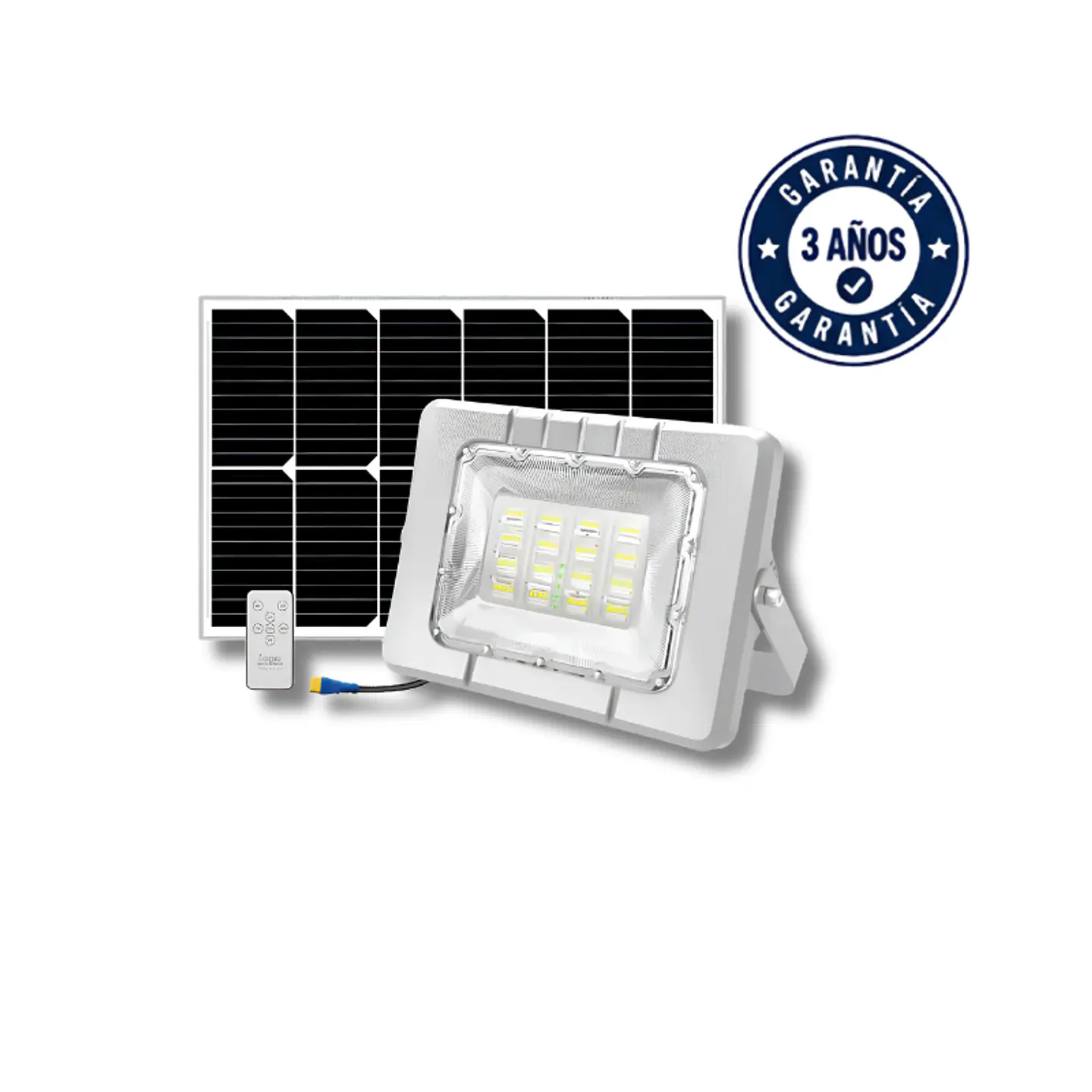 Proyector Solar LED Austral 600W 3000Lm Luz Fría 6500K IP65 Exterior - Foco Reflector con Panel Solar 50W 1