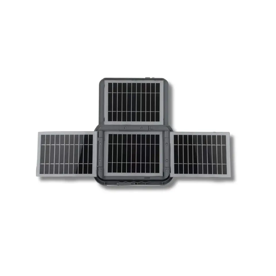 Proyector Solar LED Recargable Portátil de Emergencia con 4 Paneles Solares 2