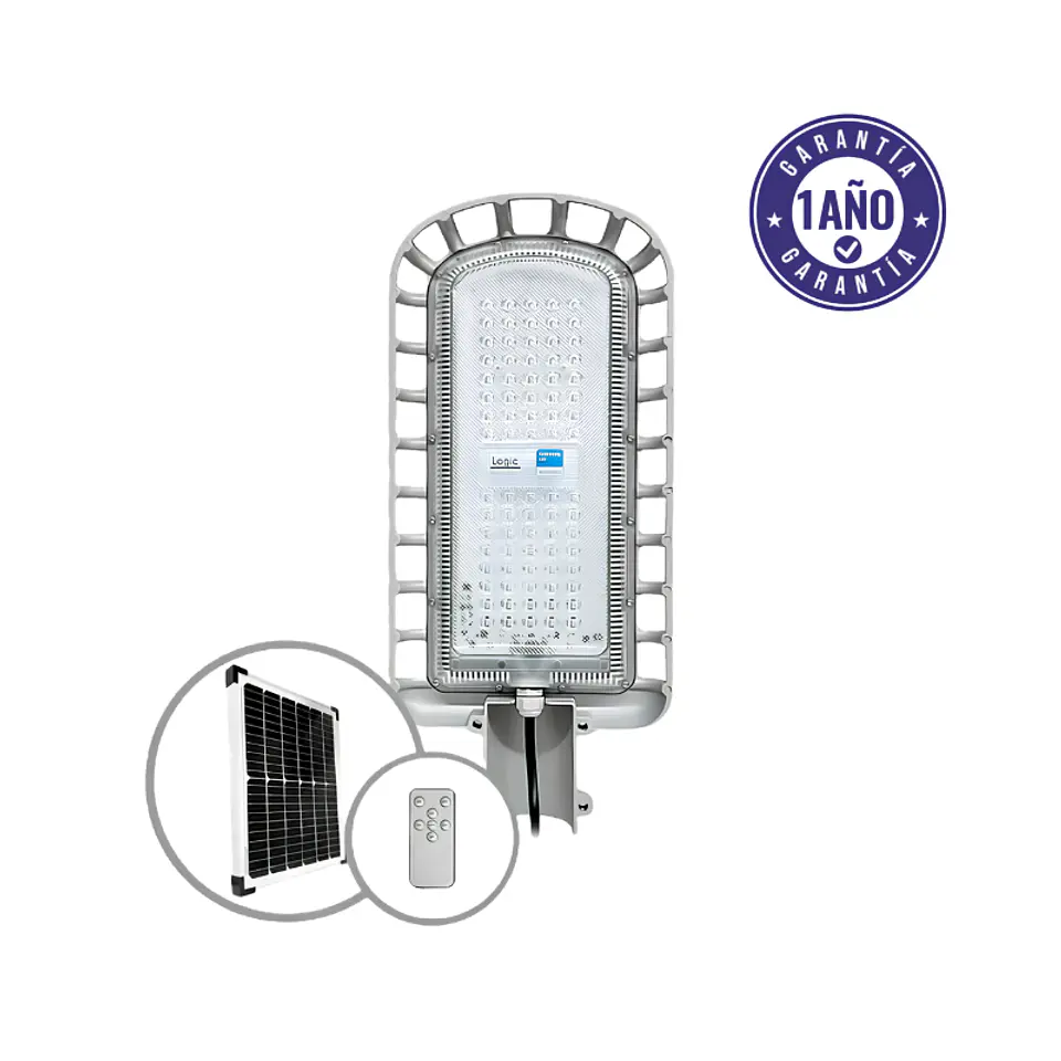 Luminaria Solar Pública 2200Lm 6500K Luz Fría IP65 IK10 - Farola Exterior Alumbrado Público Panel 30W 1
