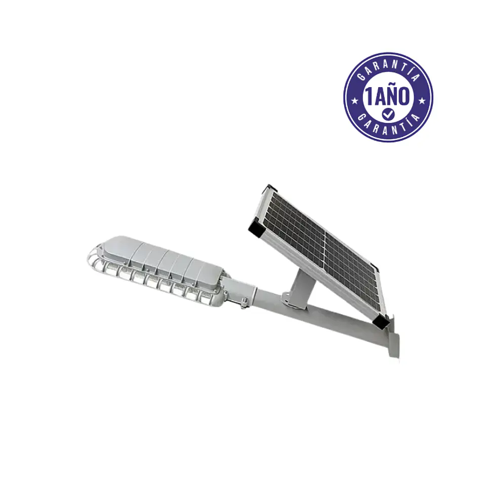 Luminaria Solar Pública 2200Lm 6500K Luz Fría IP65 IK10 - Farola Exterior Alumbrado Público Panel 30W 2
