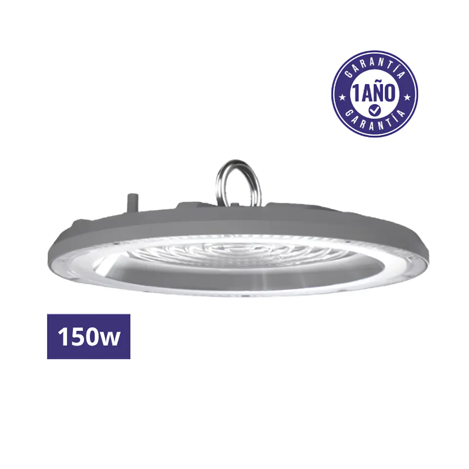 Campana LED Industrial UFO 150W 15000Lm Luz Fría 6500K IP65 IK08 Flicker Free - Luminaria Galpón AC 90-260V 1