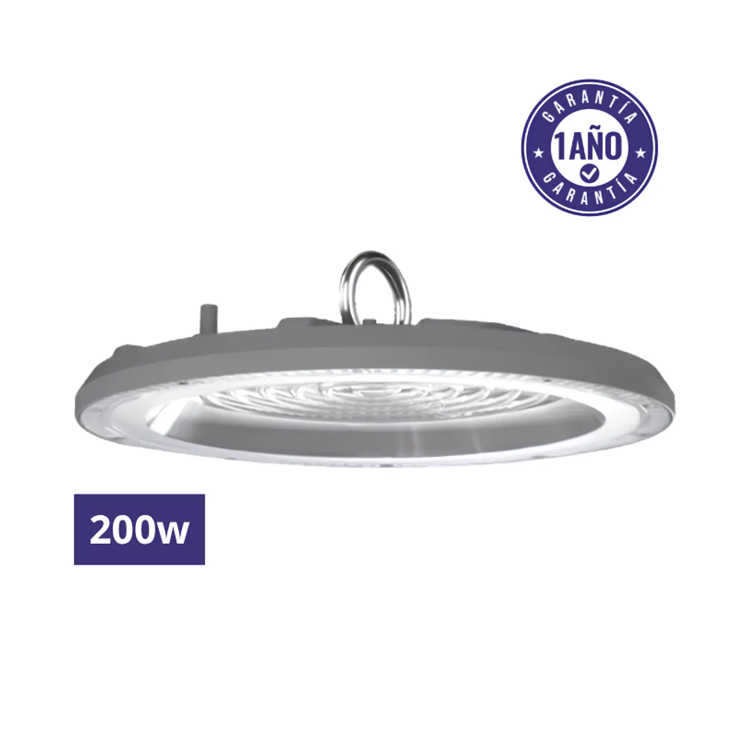 Campana LED Industrial UFO 200W 20000Lm Luz Fría 6500K IP65 IK08 Flicker Free - Luminaria Galpón AC 90-260V 1