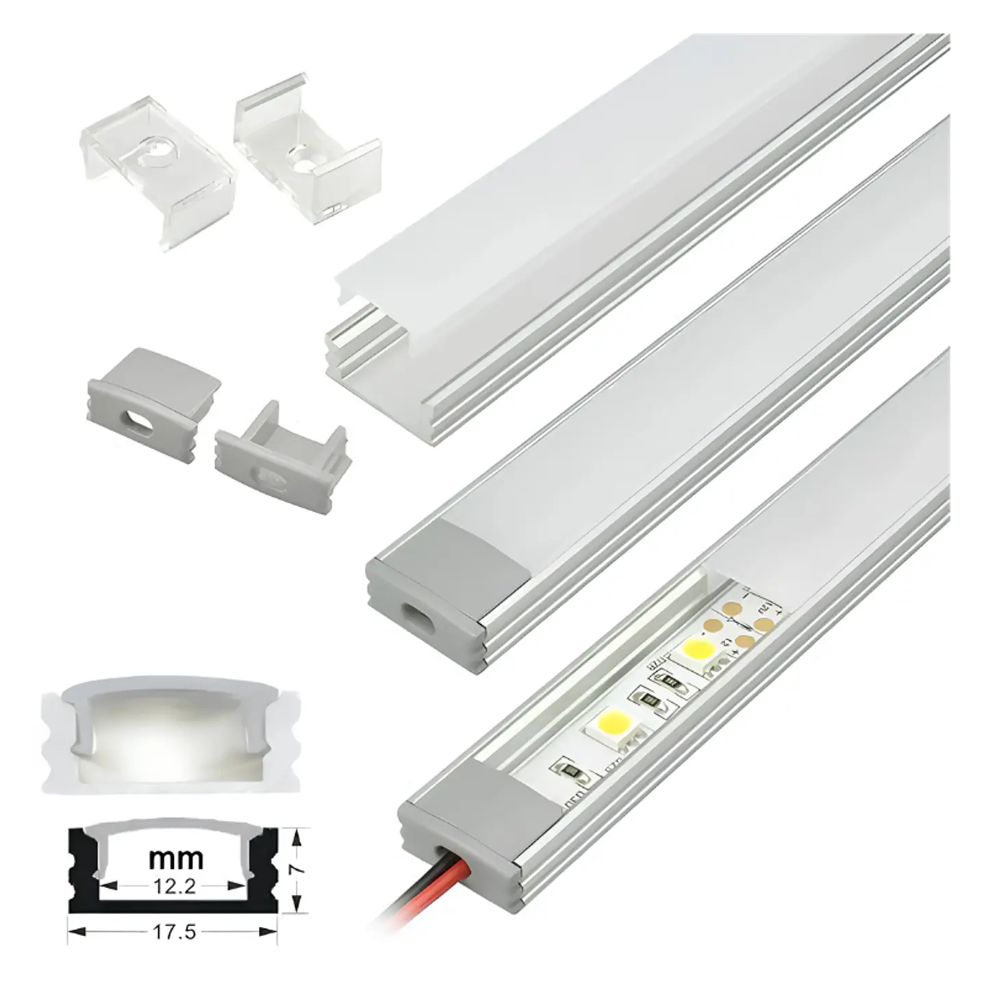 Perfil de Aluminio Blanco 2 Metros con Difusor – Modelo 509 2