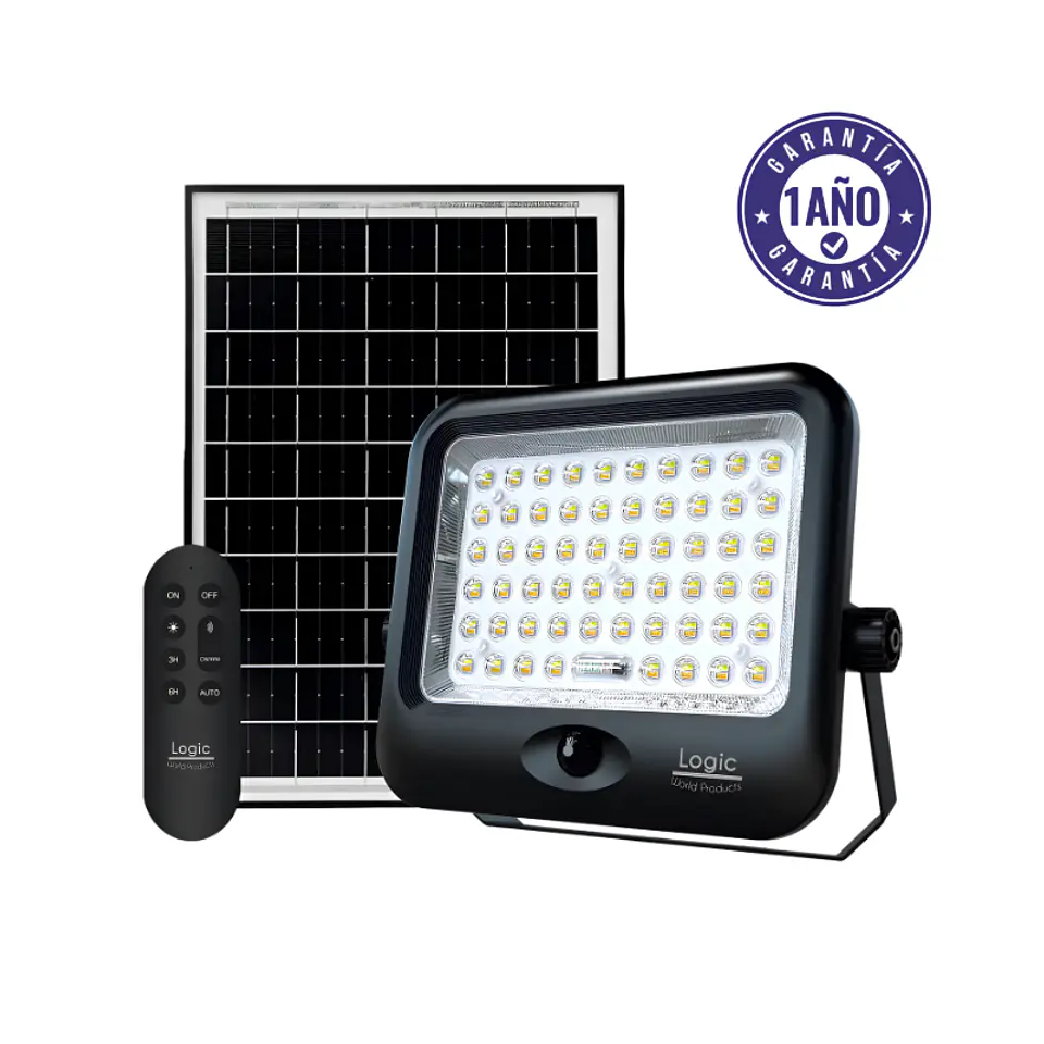 Proyector Solar Con Sensor De Movimiento 150w Plus 1600Lm 3CCT Multicolor IP65 Exterior - Foco Reflector Doméstico con Panel Solar 8W 1