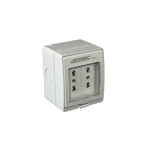 Tomacorriente doble 10/16A 250V 2P+ T (Serie Hidrobox 55)