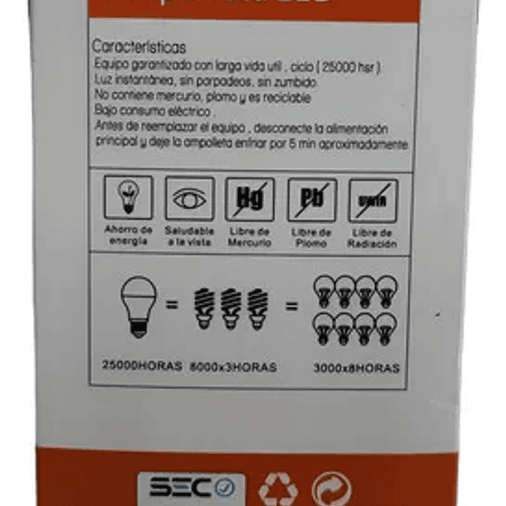 Ampolleta Led 12w 3000K 9