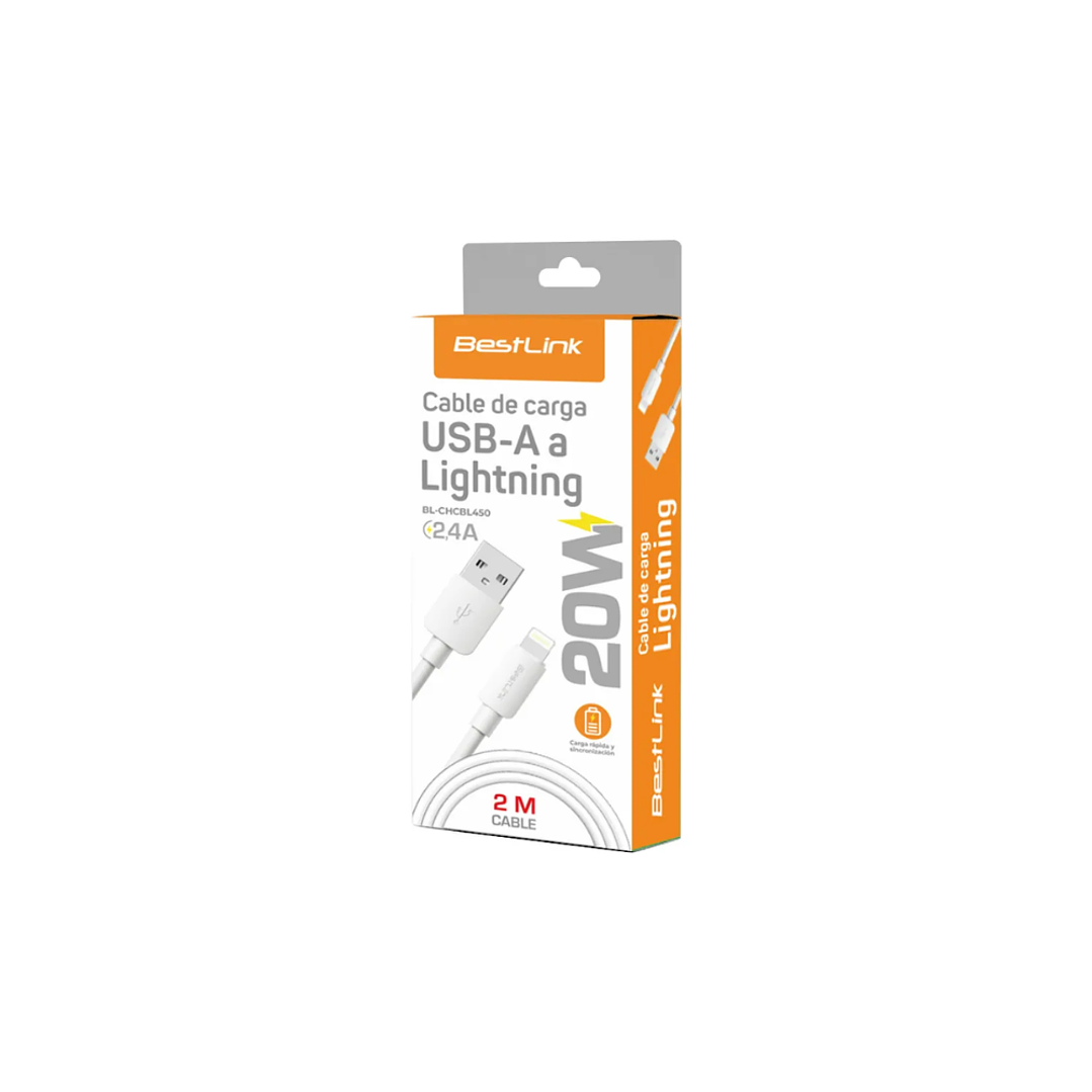 Cable USB-A a Lightning 2.4A 20W 2