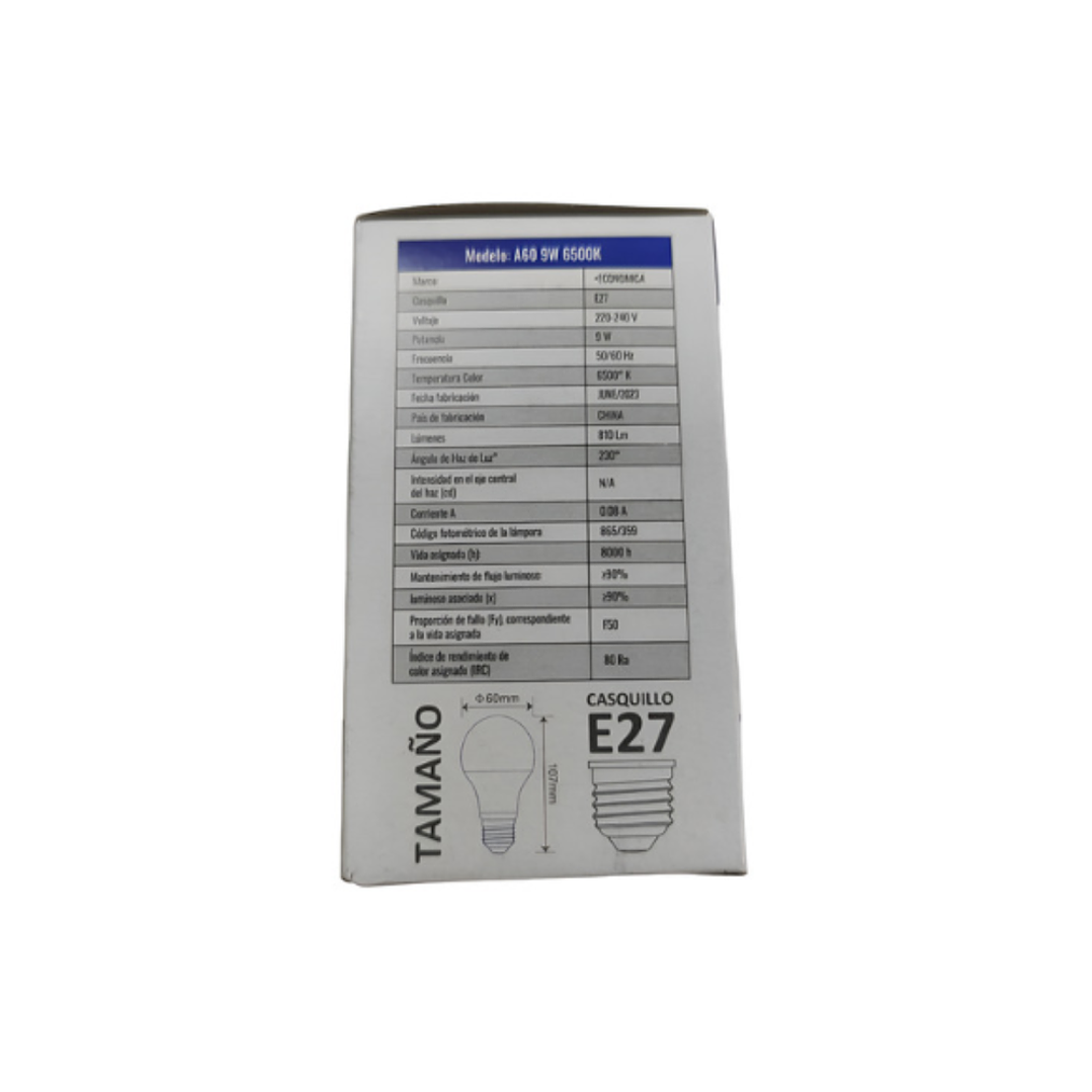 Ampolleta Led 9w 6500K 2