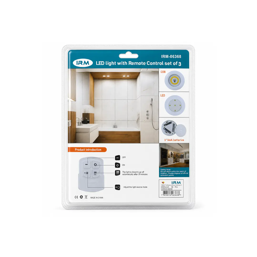 Pack de 3 focos LED con control remoto 2