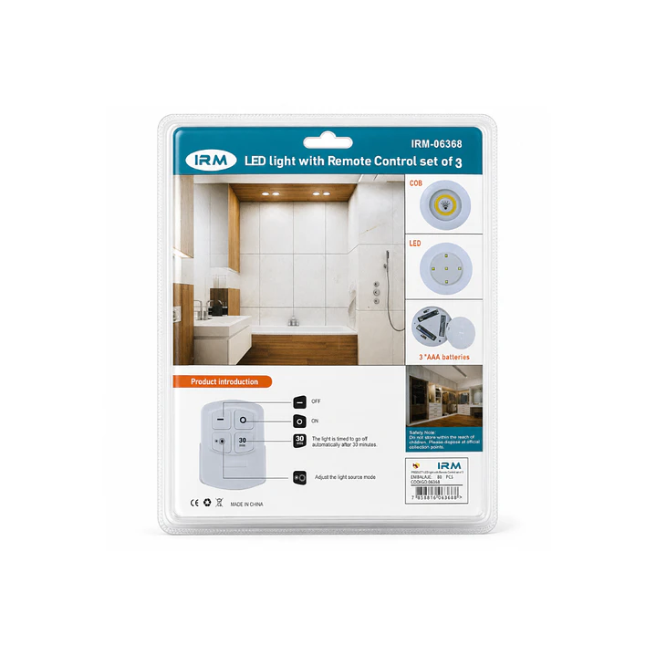 Pack de 3 focos LED con control remoto 2