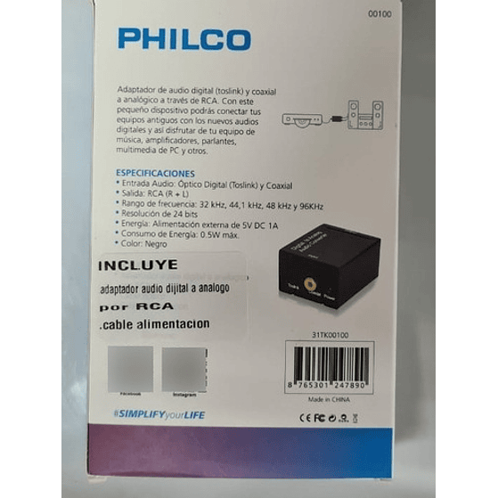 Adaptador De Audio Digital A Rca Philco 5