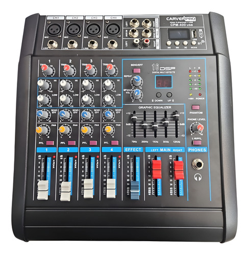 Power Mixer /mezclador Con Potencia 4 Canales C/usb 1