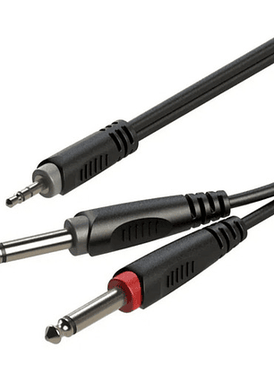 Cable De Audio  Plug 3,5 Stereo A 2 Plug 6,3 Mono 6 Mt