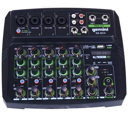 Mixer 6 Canales,bluetooth.gemini Interfaz 2