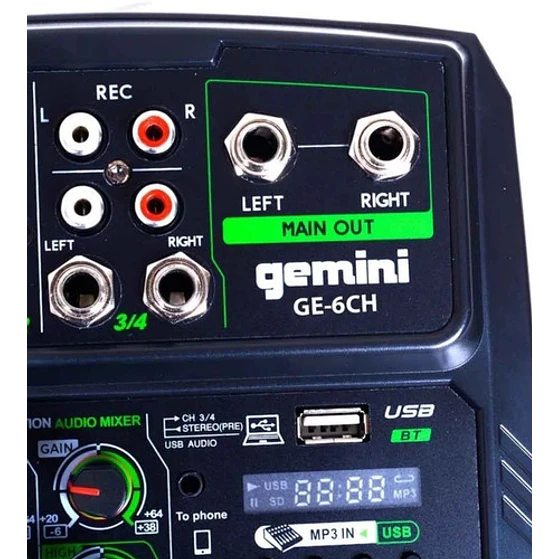 Mixer 6 Canales,bluetooth.gemini Interfaz 3