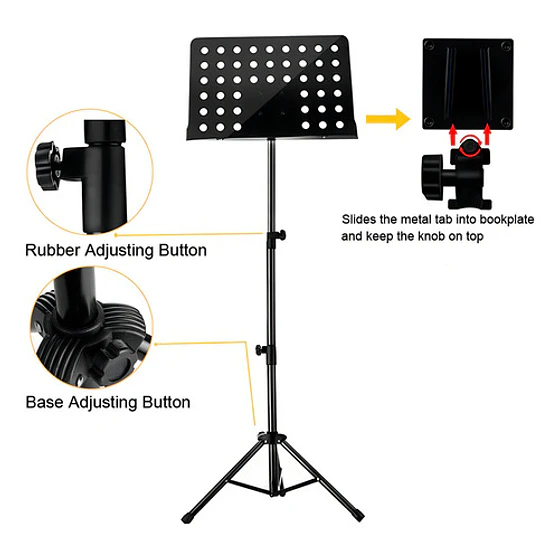 Atril Partitura Tripode De Alta Calidad Altura Regulable D Color Negro G-5 P-2 2