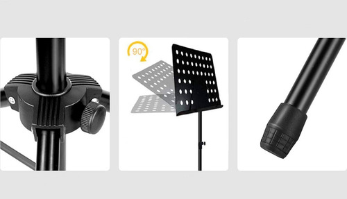 Atril Partitura Tripode De Alta Calidad Altura Regulable D Color Negro G-5 P-2 3