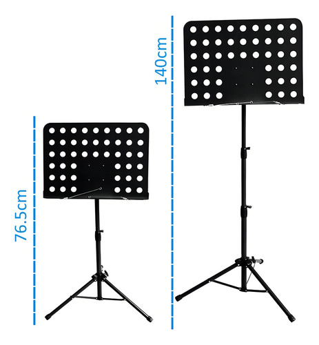 Atril Partitura Tripode De Alta Calidad Altura Regulable D Color Negro G-5 P-2 6