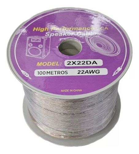 Cable De Parlante Transparente 2x22 Awg 100 Mt  3