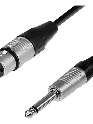 Cable Xlr Hembra A Plug 6.3 Mono, 3 Mts, Negro