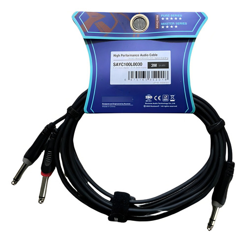 Cable De Audio Jack Stereo 6.3mm A 2 Jack 6.3 Mono 2