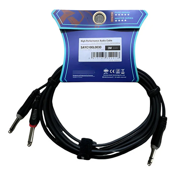 Cable De Audio Jack Stereo 6.3mm A 2 Jack 6.3 Mono 2