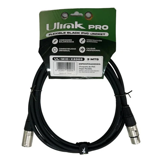 Cable De Audio Xlr Macho Hembra De 3 Mts Ul-mic-x2003 5