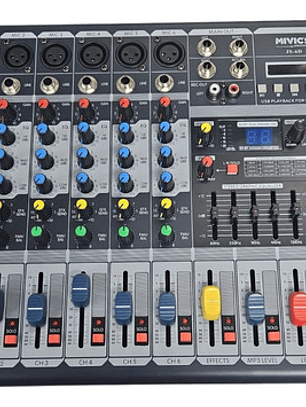 Power Mixer /mezclador Con Potencia 6 Canales Mivic