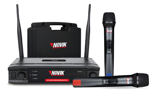 Set X2 Micrófonos Inalámbricos Novik Unk-330 Uhf 70m Maletín Color Negro 1
