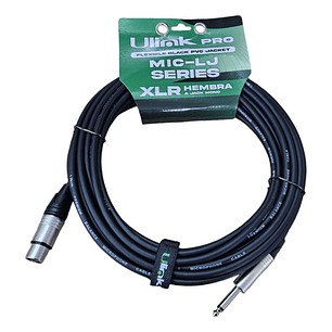 Cable Xlr Hembra A Plug 6.3 Mono, 10 Mts, Negro