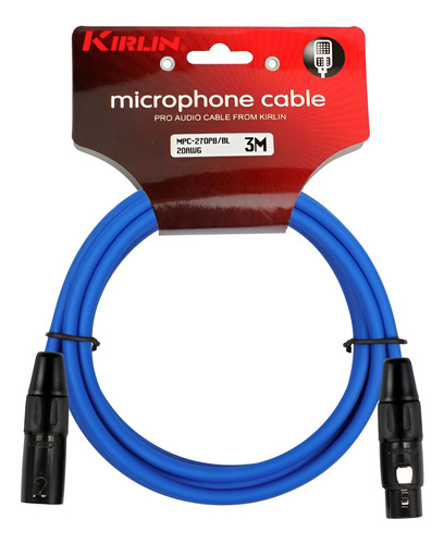 Cable Micrófono Xlr Macho A Xlr Hembra 3 Metros Azul Kirlin 1