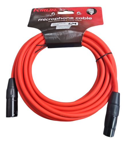 Cable De Micrófono Xlr Macho A Xlr Hembra 6mts Rojo Kirlin 1