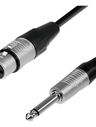 Cable Xlr Hembra A Plug 6.3 Mono, 10 Mts, Negro