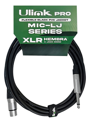 Cable Xlr Hembra A Plug 6.3 Mono, 10 Mts, Negro 3