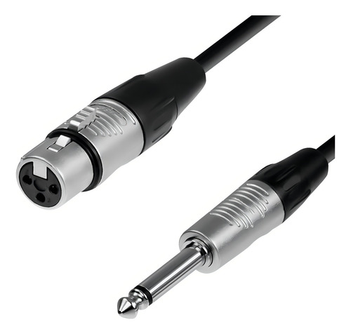 Cable Xlr Hembra A Plug 6.3 Mono, 10 Mts, Negro 1