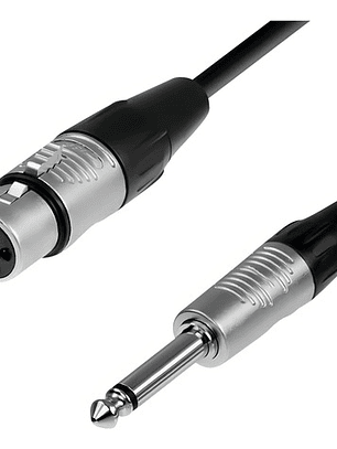 Cable Xlr Hembra A Plug 6.3 Mono, 10 Mts, Negro