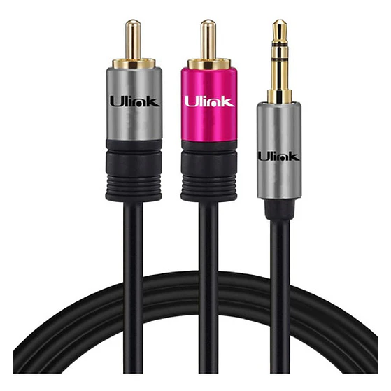 Cable Audio 3.5mm Auxiliar Plug A 2 Rca 1.8 Mts Ulink 1