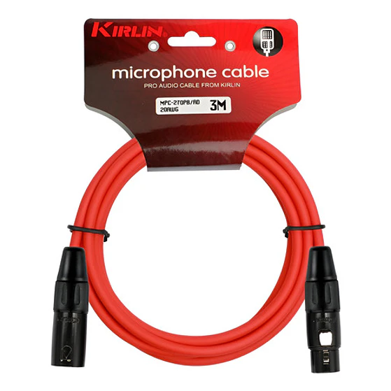 Cable Micrófono Xlr Macho A Xlr Hembra 3 Metros Rojo Kirlin 1