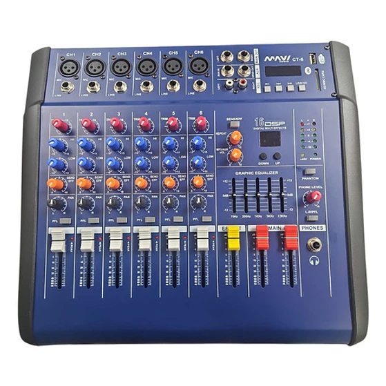 Power Mixer Consola Sonido Ampificada 6 Canales Mavi Ct-6 2