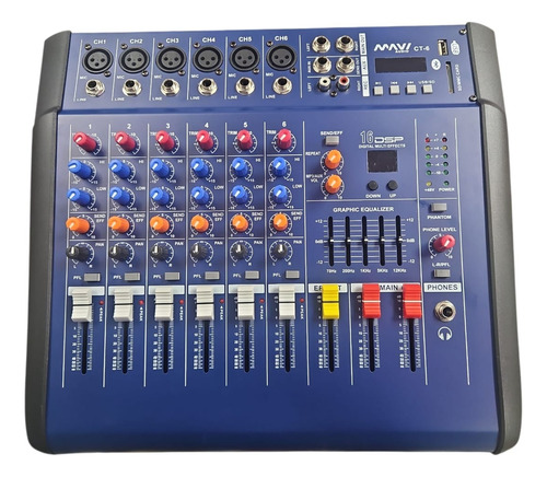 Power Mixer Consola Sonido Ampificada 6 Canales Mavi Ct-6 7