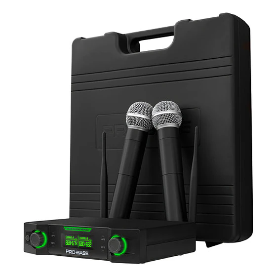 Micrófono Inalámbrico Doble Probass Uf 224 Multi Frec. Negro 1