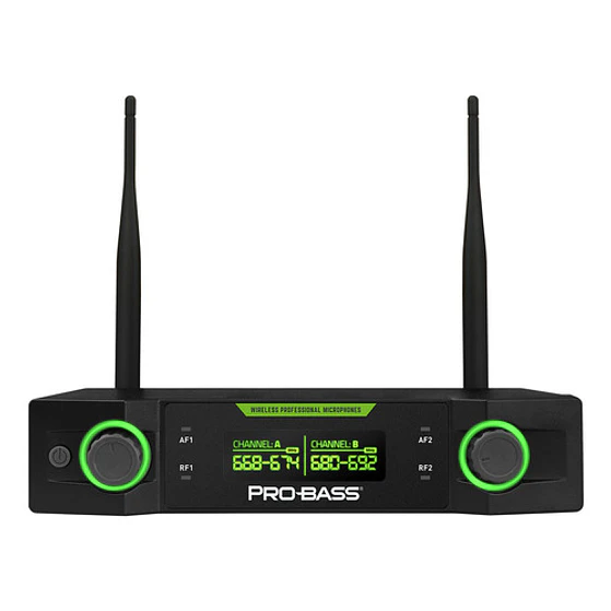 Micrófono Inalámbrico Doble Probass Uf 224 Multi Frec. Negro 5