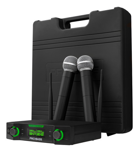 Micrófono Inalámbrico Doble Probass Uf 224 Multi Frec. Negro 1