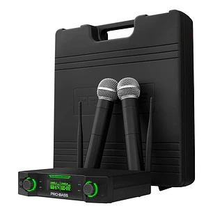 Micrófono Inalámbrico Doble Probass Uf 224 Multi Frec. Negro