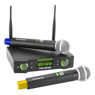 Micrófono Inalámbrico Doble Probass Uf 224 Multi Frec. Negro
