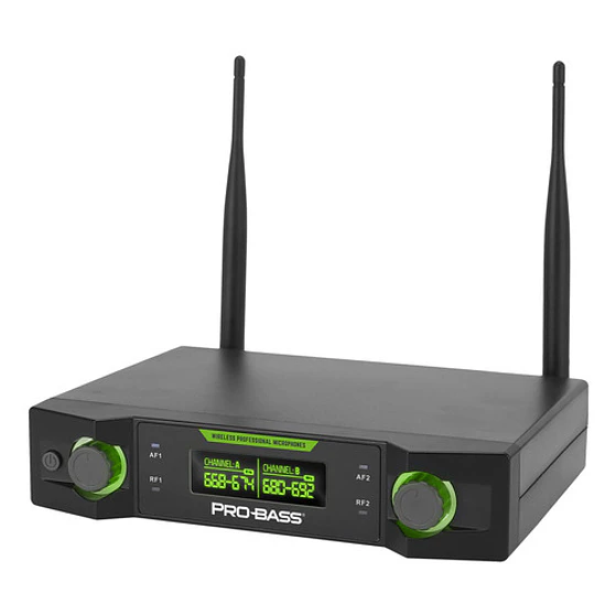 Micrófono Inalámbrico Doble Probass Uf 224 Multi Frec. Negro 4