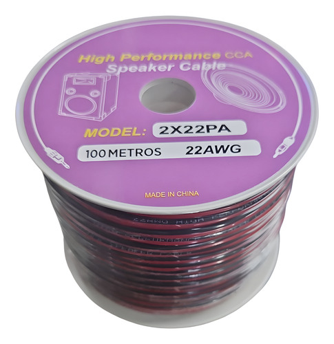 Cable De Parlante 2x22 Awg Rojo Y Negro 2x22pa 1